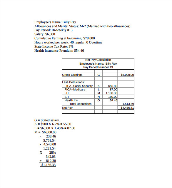 FREE 6+ Sample Net Pay Calculator Templates in PDF | Excel