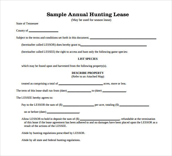 Printable Simple Hunting Lease Agreement Printable Word Searches