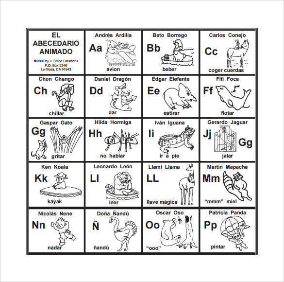 free 7 sample spanish alphabet chart templates in pdf