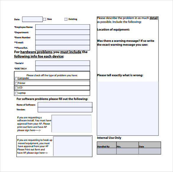 computer service request form sample