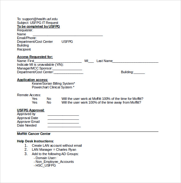 information technology service request form