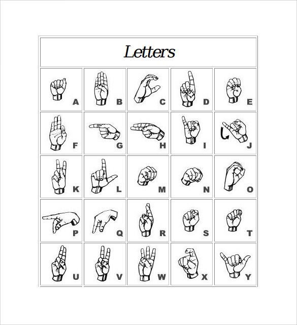 FREE 9+ Sample Sign Language Alphabet Chart Templates in PDF | MS Word