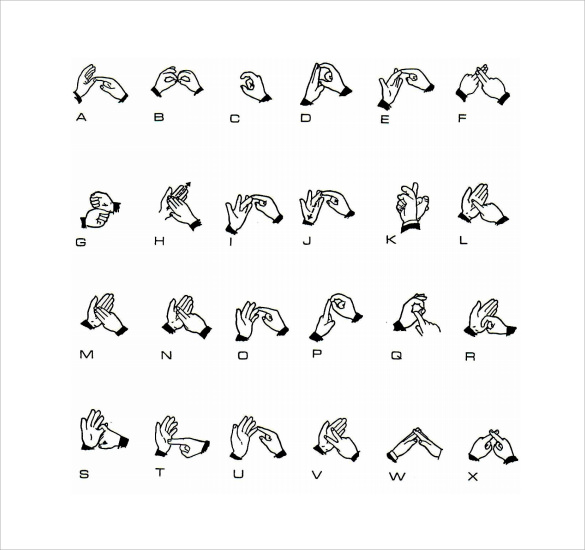 simple sign language alphabet chart