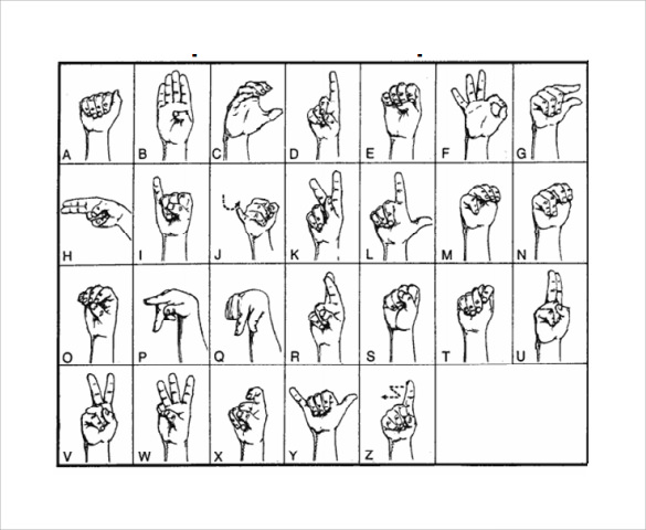 free 9 sample sign language alphabet chart templates in