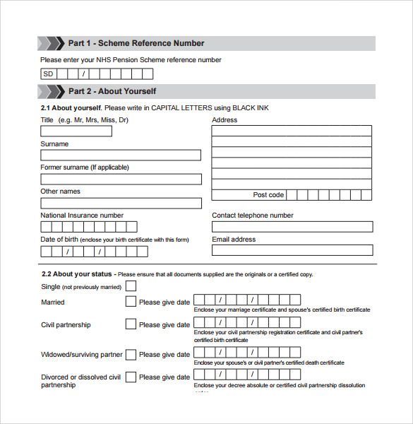 basic pension service claim form