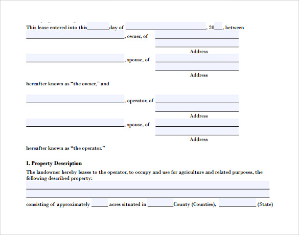 basic land rental and lease form