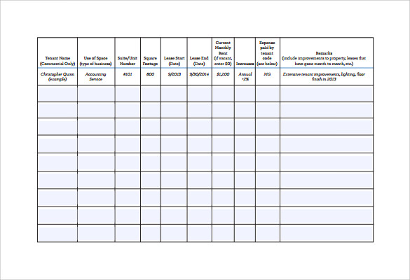 14 Rent Roll Form Templates to Download | Sample Templates