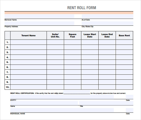FREE 14+ Rent Roll Form Templates in PDF MS Word