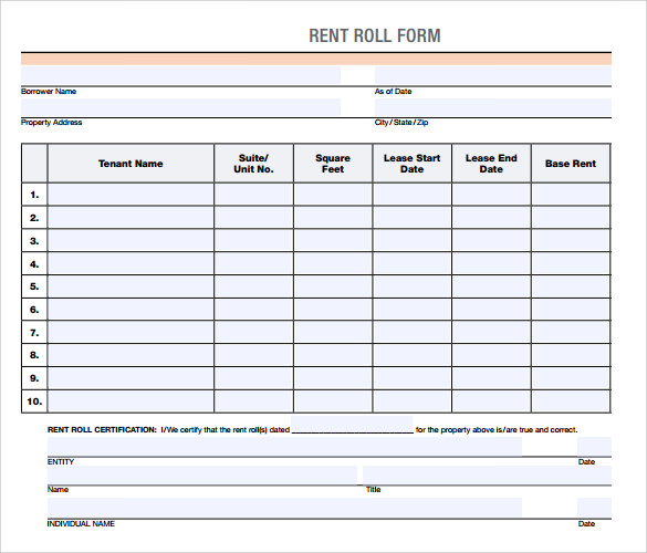 Rent Roll Template For Commercial Property