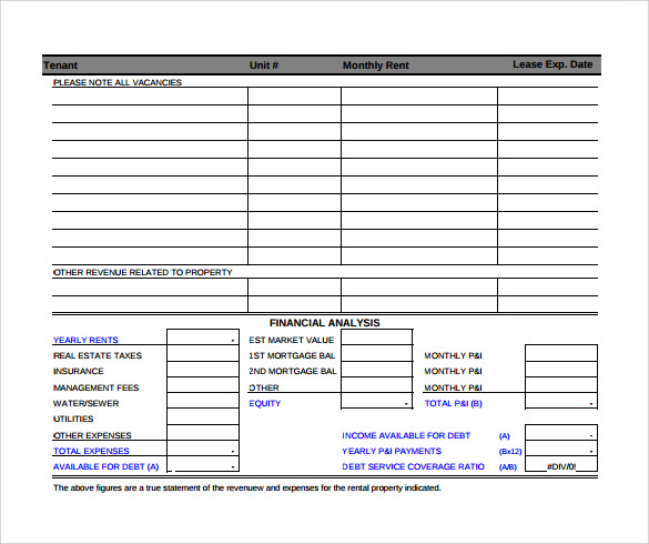 investment property rent roll form