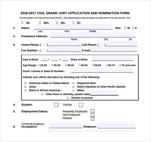 civil grand jury service application form