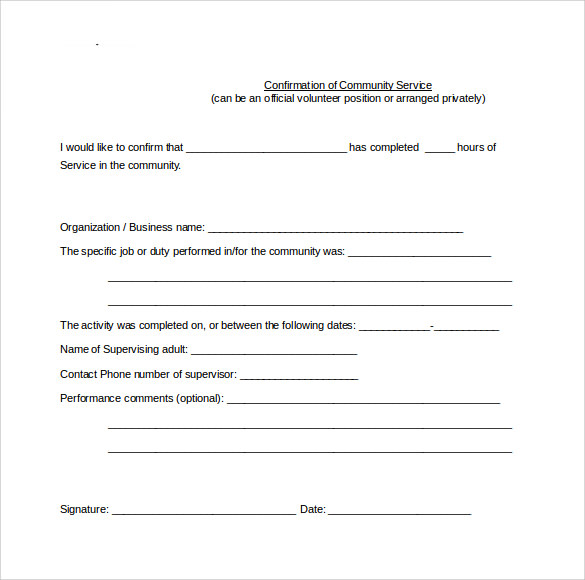 Sample Service Hour Form - 13+ Download Free Documents in 