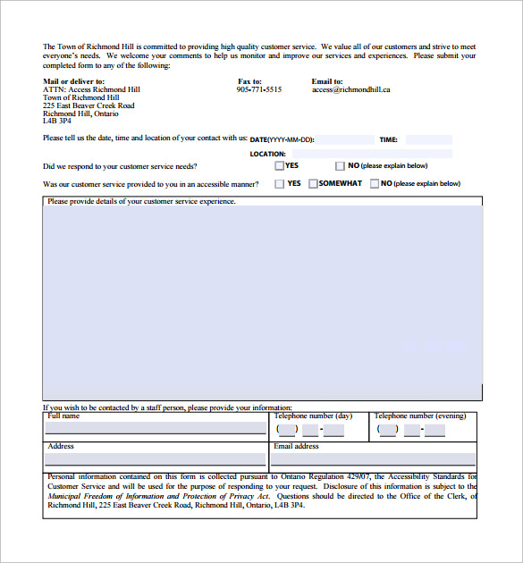 accessible service feedback form