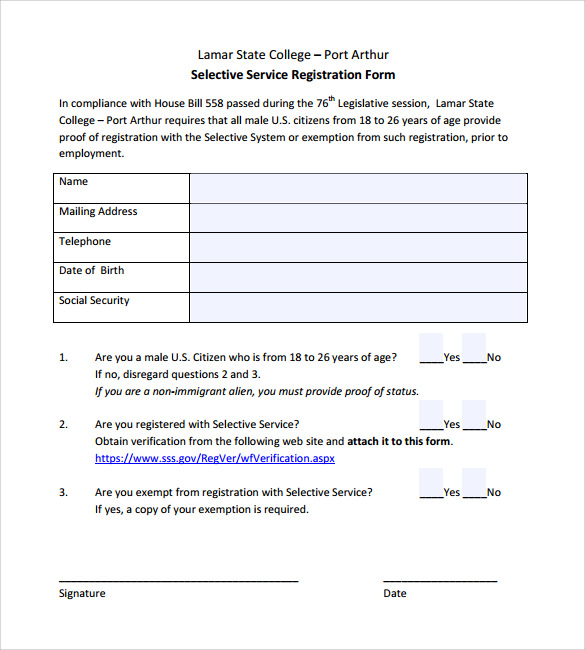 free-13-sample-selective-service-registration-forms-in-pdf-ms-word