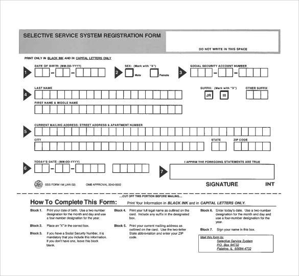 free download selective service registration form