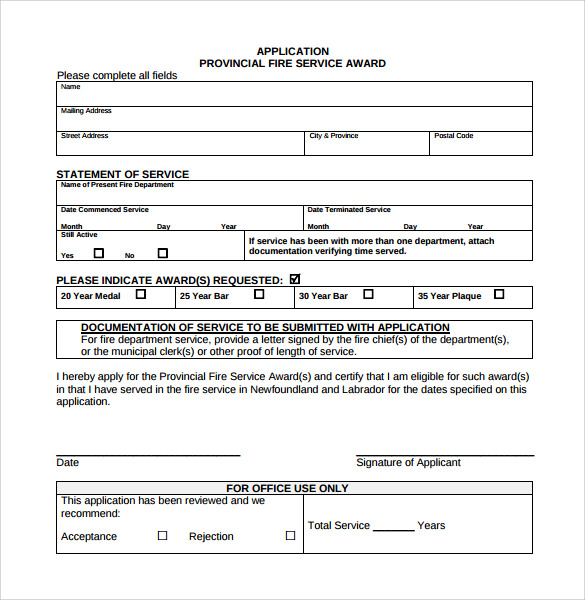 provincial fire service application form