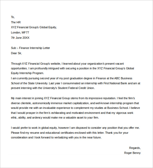 finance internship cover letter free download in doc