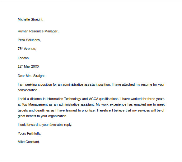 general administrative assistant cover letter word free download