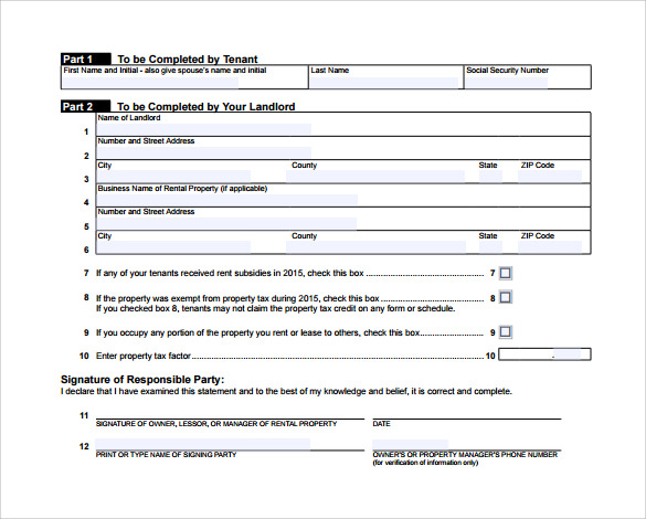 rent rebate form download