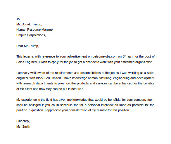 sales engineer cover letter word free download