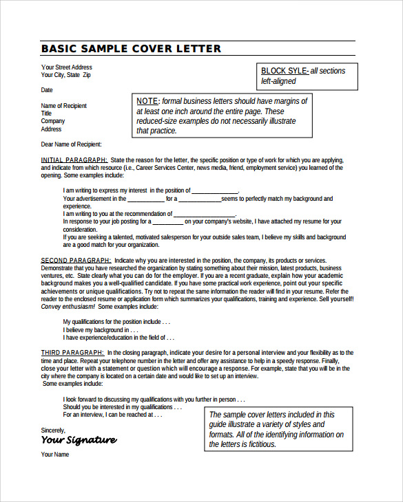 examples of cover letters pdf