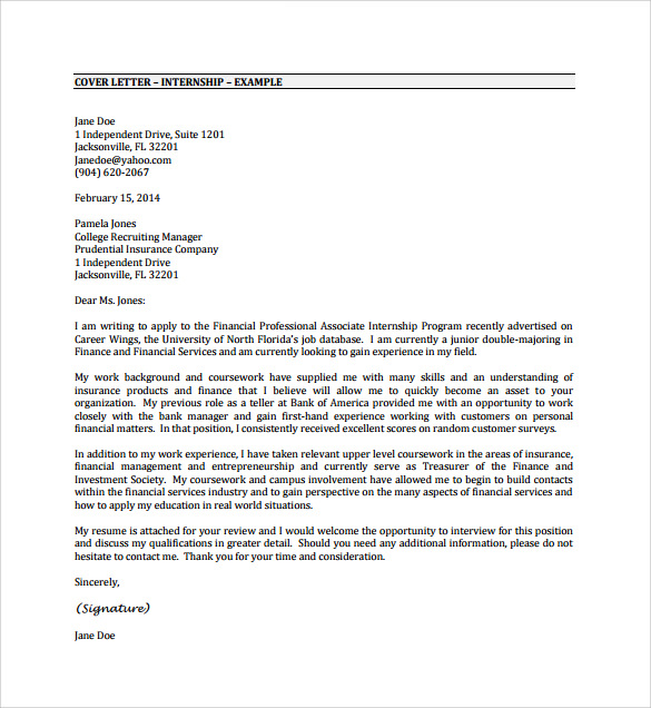 Cover Letter Sample For Finance Job - Database - Letter ...