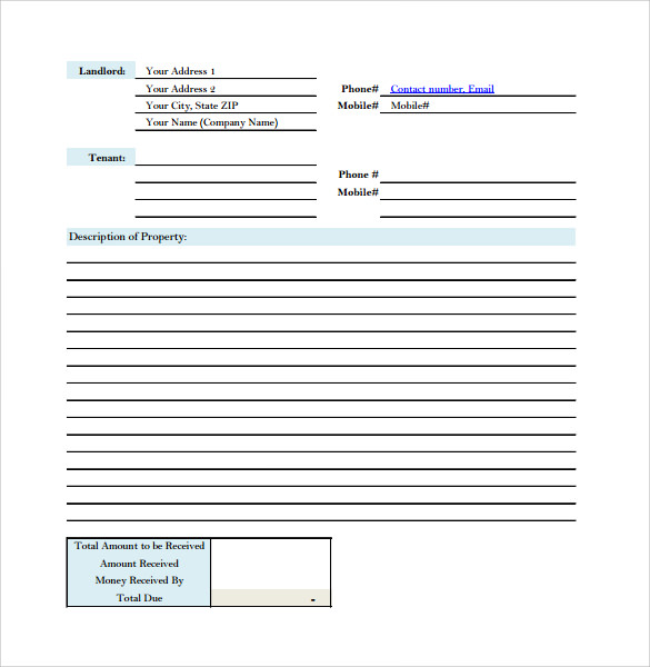 free 7 sample rent receipt form templates in pdf