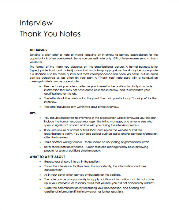 professional thankyou note for interview free download