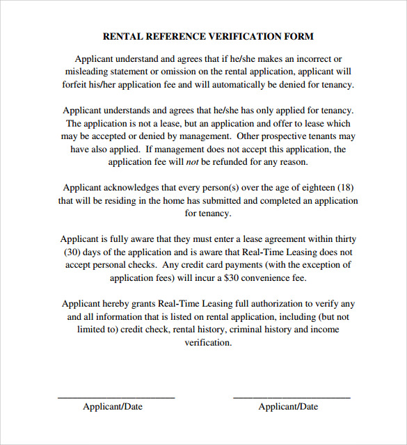 reference form landlord Download  Templates 9  to Form Rental Reference Sample