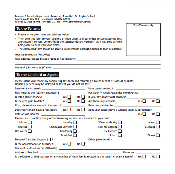 tenant rent certificate form