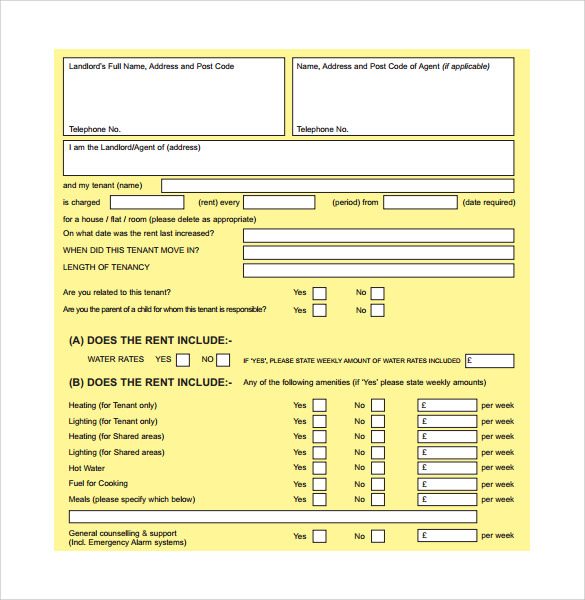 rent paid certificate form