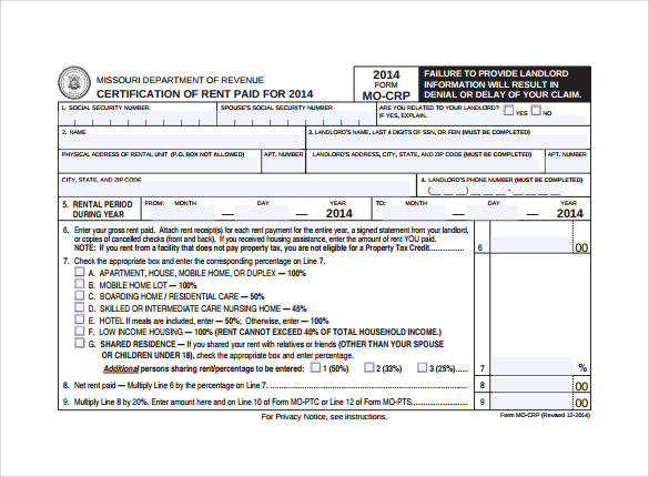 free download rent certificate form