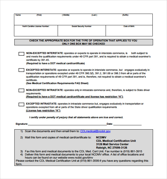 15 CDL Medical Form Templates Sample Templates