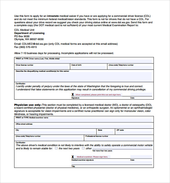 FREE 16+ Sample CDL Medical Form Templates in PDF MS Word