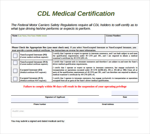 FREE 16 Sample CDL Medical Form Templates In PDF MS Word