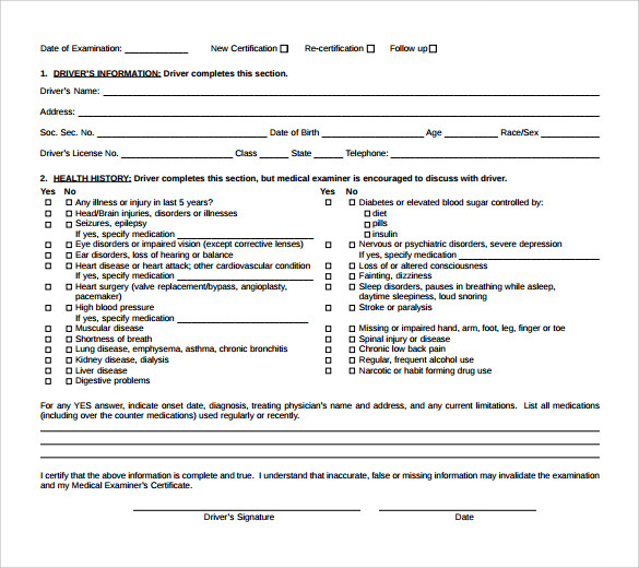 15+ CDL Medical Form Templates Sample Templates