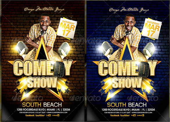 11  comedy show flyer templates