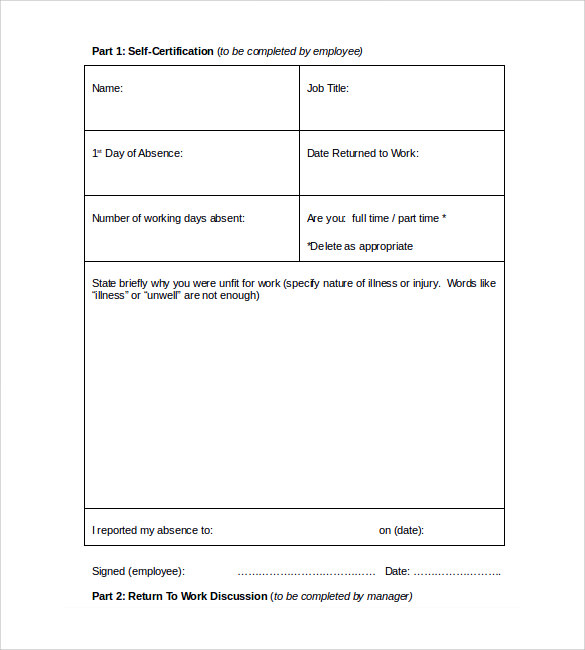FREE 16 Return To Work Medical Form Templates In PDF MS Word