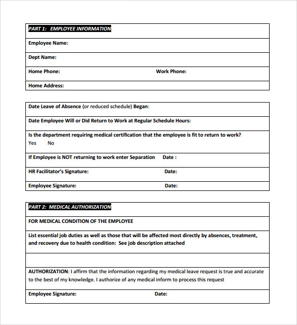 16 Return to Work Medical Form Templates to Download Sample Templates