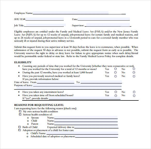 employee medical leave form