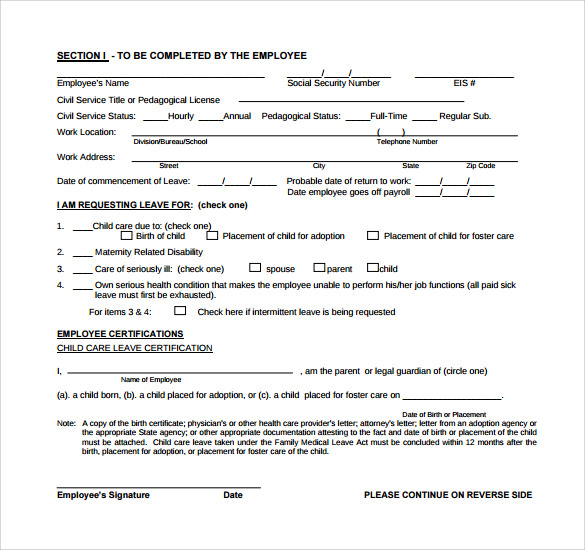 request form for medical leave 