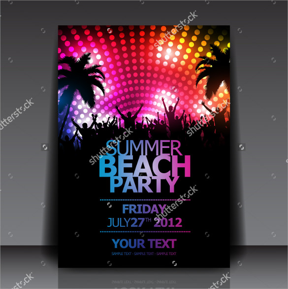 summer beach party vector flyer template