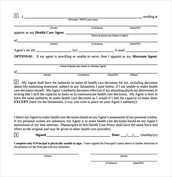 FREE 9 Sample Medical Proxy Forms In PDF MS Word