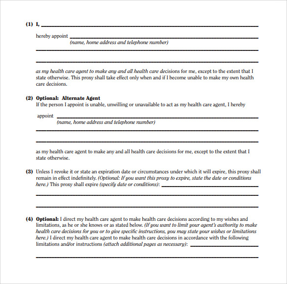 FREE 9 Sample Medical Proxy Forms In PDF MS Word