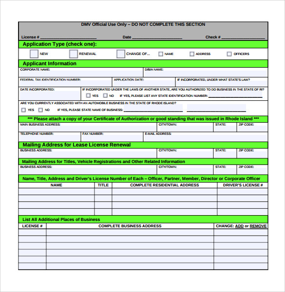 downloadable auto rental and lease form