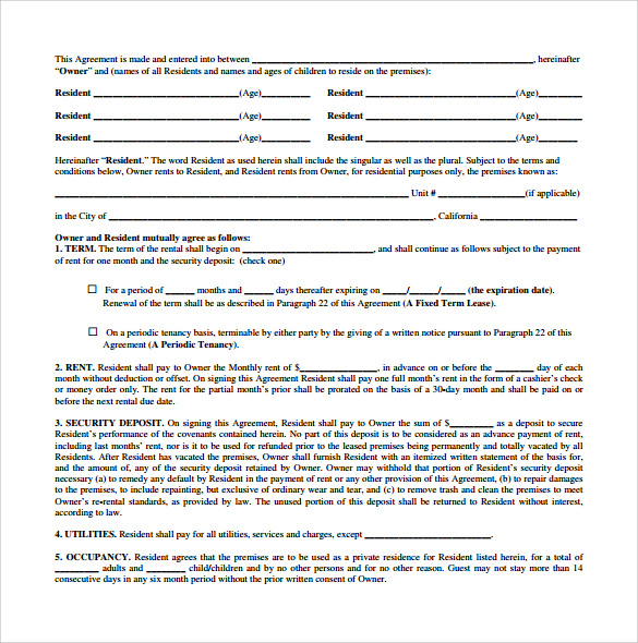basic auto rental and lease form