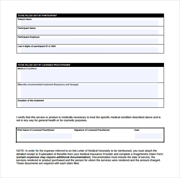 Sample Letter Of Medical Necessity Form 12 Download Free