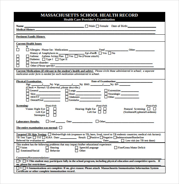 FREE 14 Sample School Medical Forms In PDF