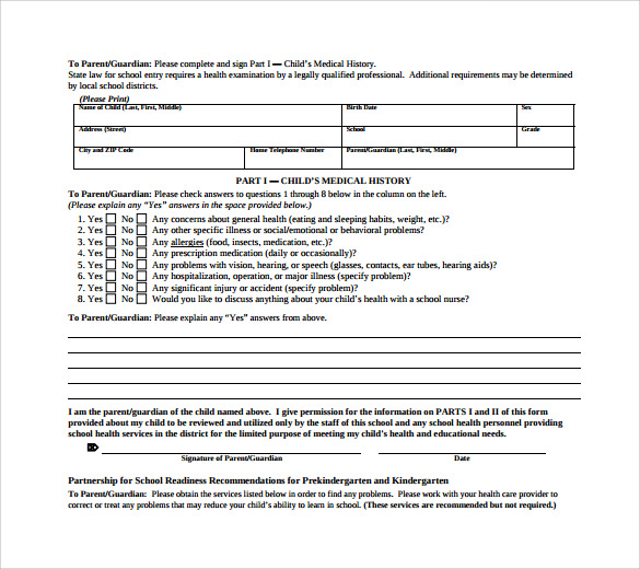 Sample School Medical Form - 14+ Download Free Documents 