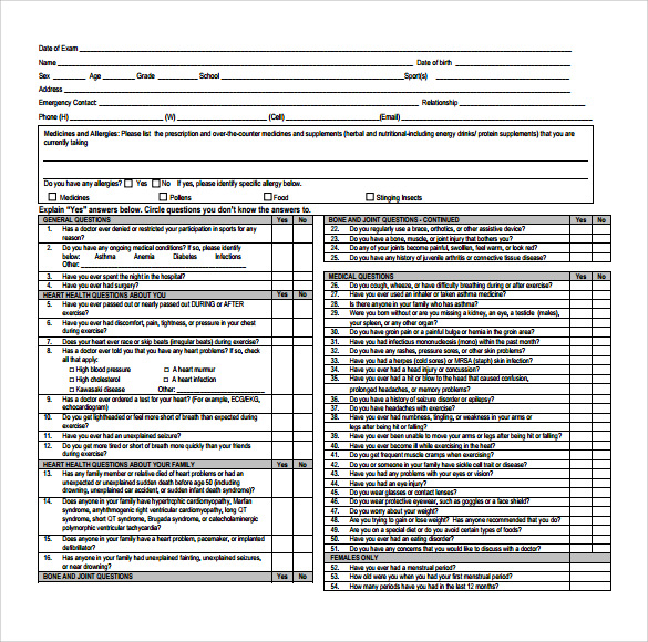 15 School Medical Form Templates to Download for Free 